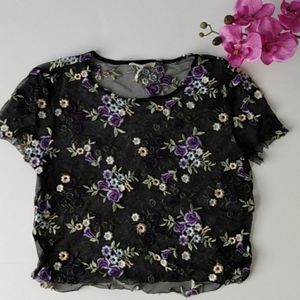 Urban outfitters Floral Cropped Blouse
